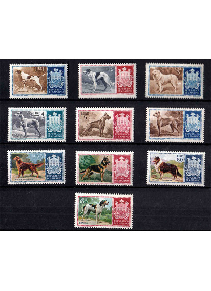 1956 San Marino nuovi perfetti Serie Cani di Razza 10 valori